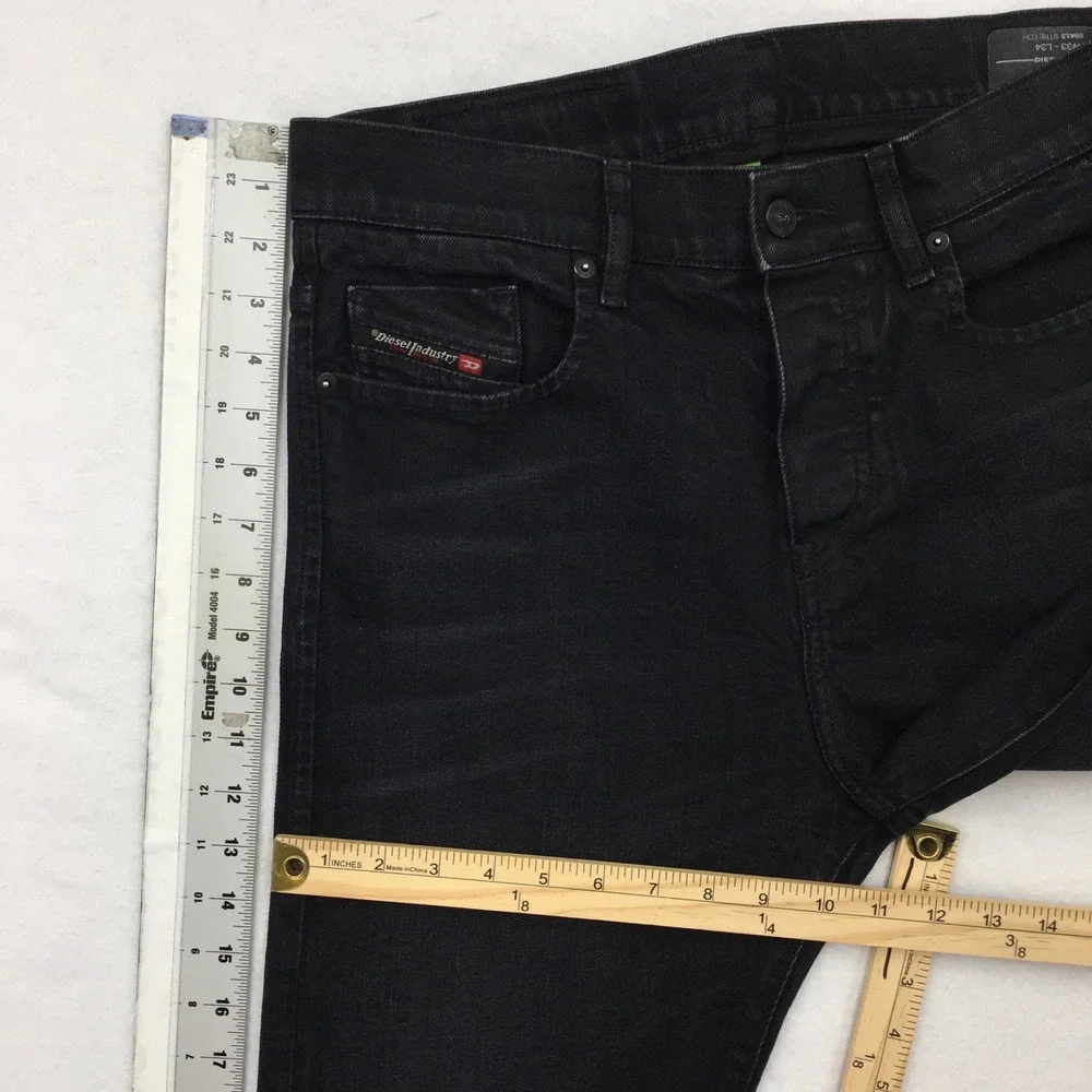 Diesel D-Viker Straight Leg Jeans Mens 33x34 Black Stretch Denim Pants